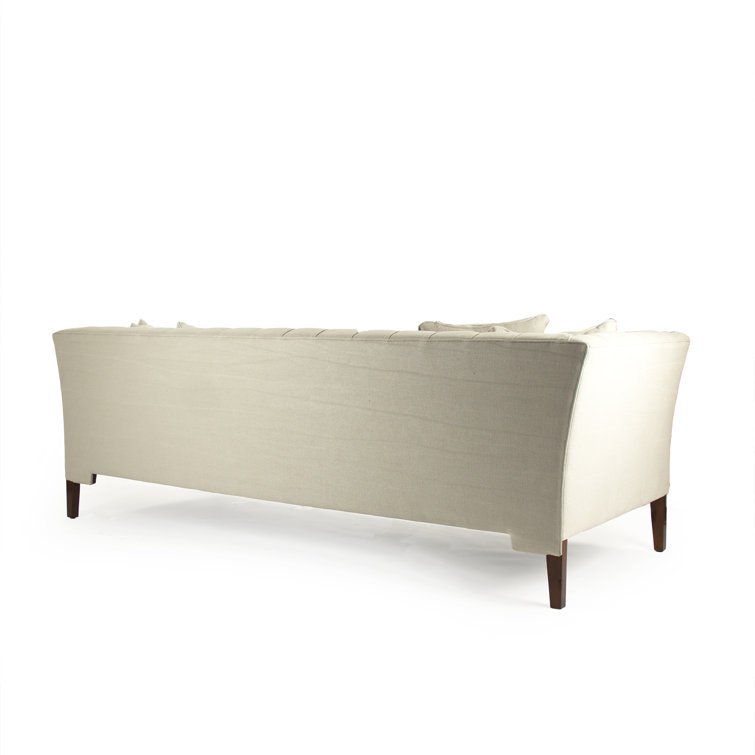 97.5'' Cream Linen Tufted Tight Back Sofa