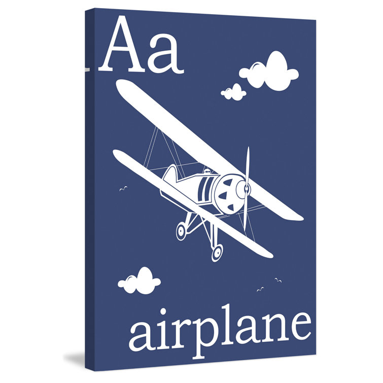 White Airplane on Blue Canvas Art Print, 30" x 20"