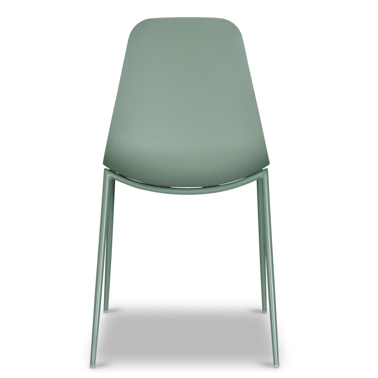 Pistachio Green Plastic and Metal Armless Dining Chairs, Set of 4