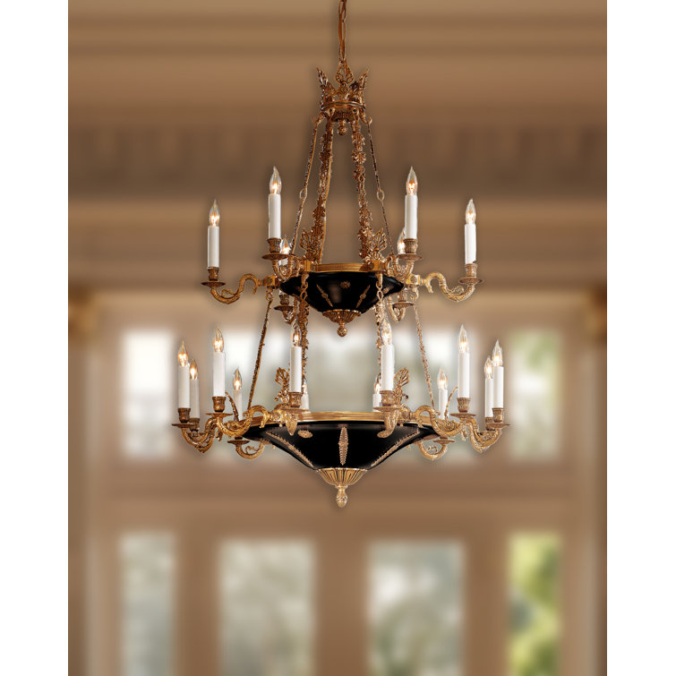 Dore Gold and Black 18-Light Candelabra Chandelier