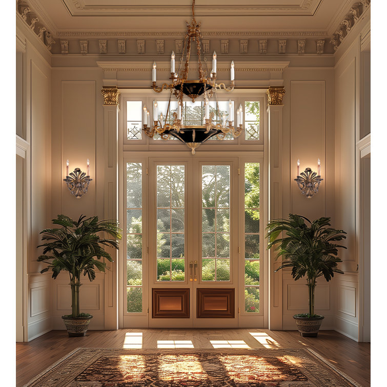 Dore Gold and Black 18-Light Candelabra Chandelier