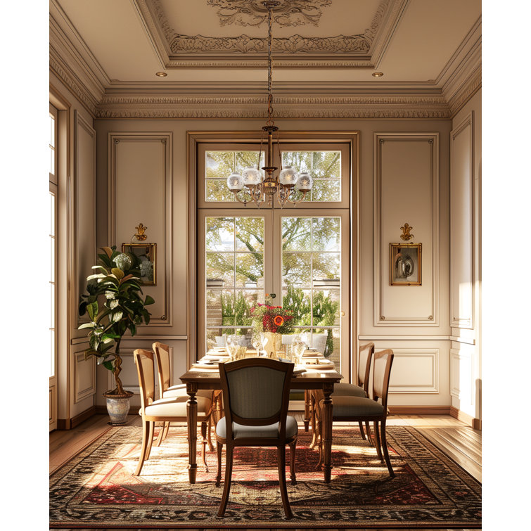 Antique Brass 6-Light Chandelier with Frosted Glass Shades