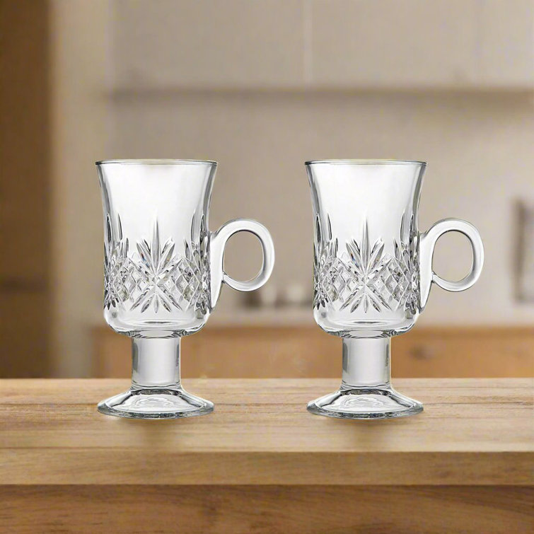 Dublin Crystal Footed Irish Coffee Mugs, Set of 4