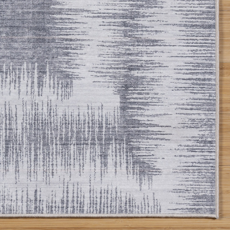 Davina Light Gray Synthetic Washable Non-Slip Area Rug
