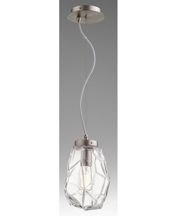 Mini Satin Nickel 7" Glass Pendant Light