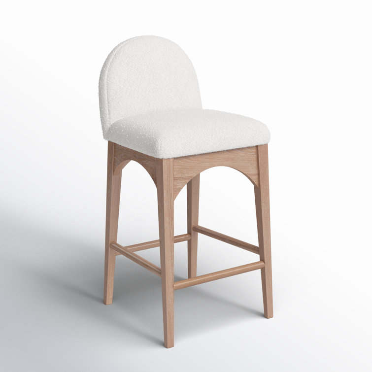 Natural Solid Wood Cream Boucle Counter Stool
