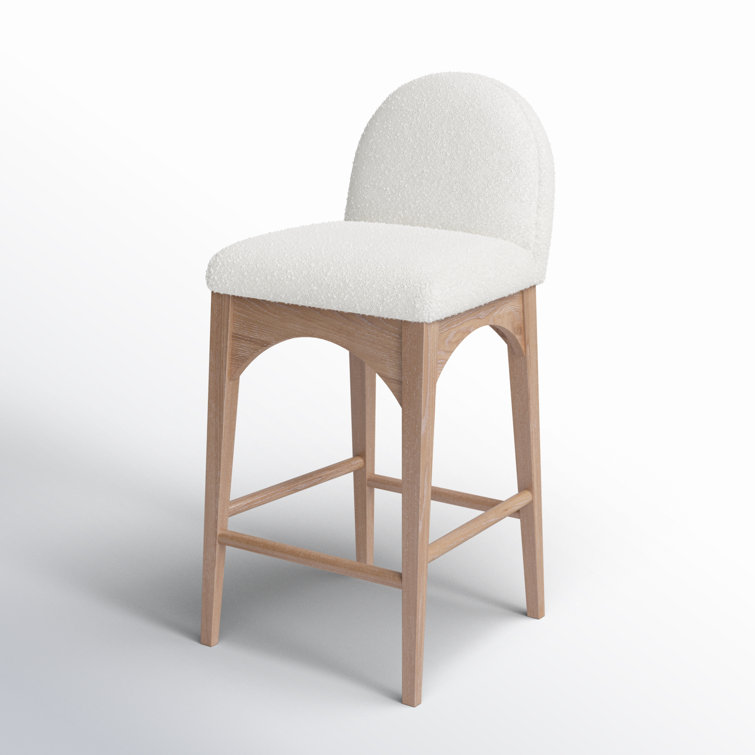 Natural Solid Wood Cream Boucle Counter Stool