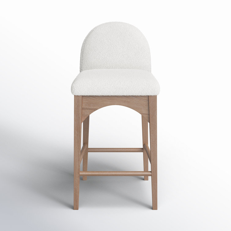 Natural Solid Wood Cream Boucle Counter Stool