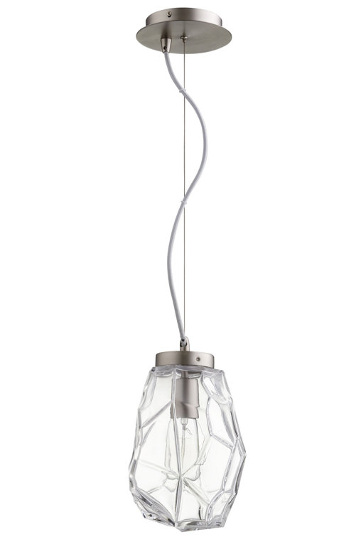 Mini Satin Nickel 7" Glass Pendant Light
