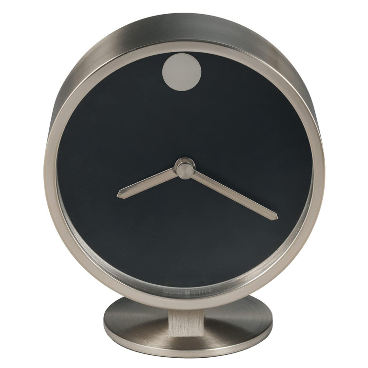 Modern Black and Silver Quartz Table Clock