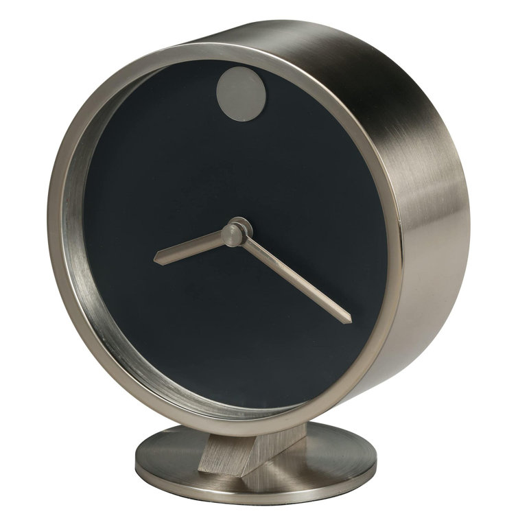 Modern Black and Silver Quartz Table Clock