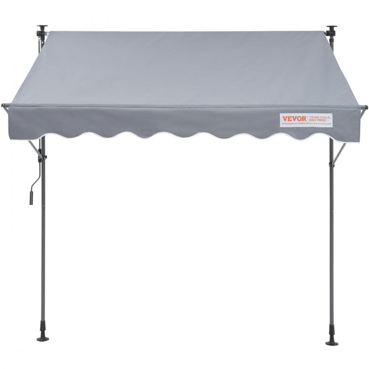 VEVOR 118'' Gray Polyester Retractable Patio Awning