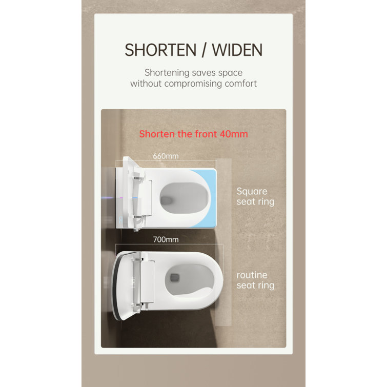 White Square Smart Toilet with Remote Control and Heated Seat