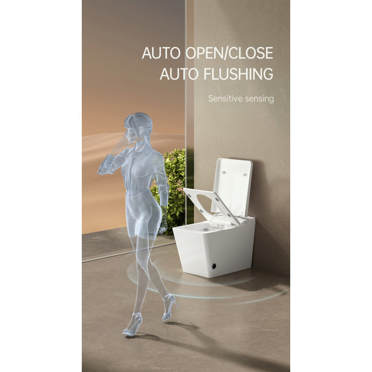 White Square Smart Toilet with Remote Control and Heated Seat