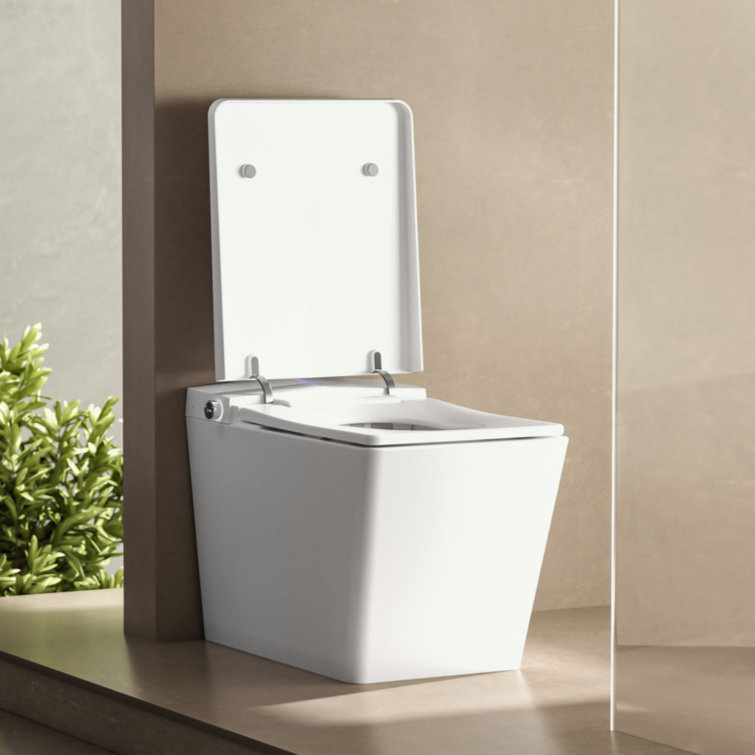 White Square Smart Toilet with Remote Control and Heated Seat