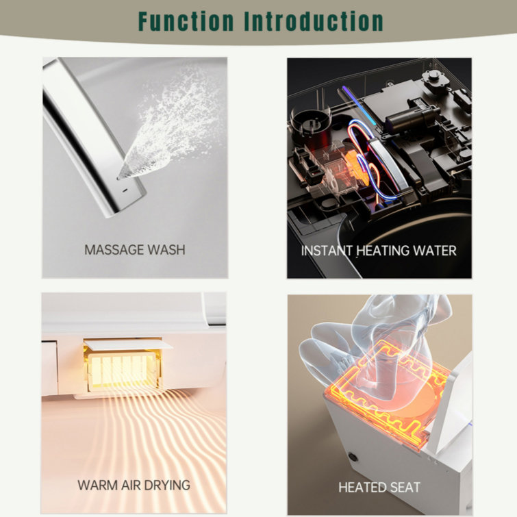White Square Smart Toilet with Remote Control and Heated Seat