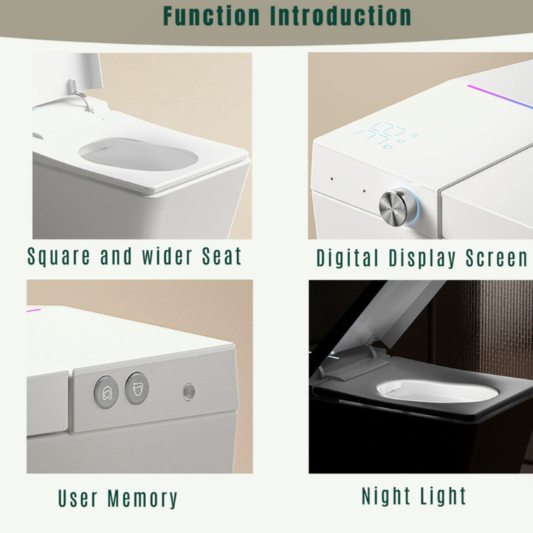 White Square Smart Toilet with Remote Control and Heated Seat