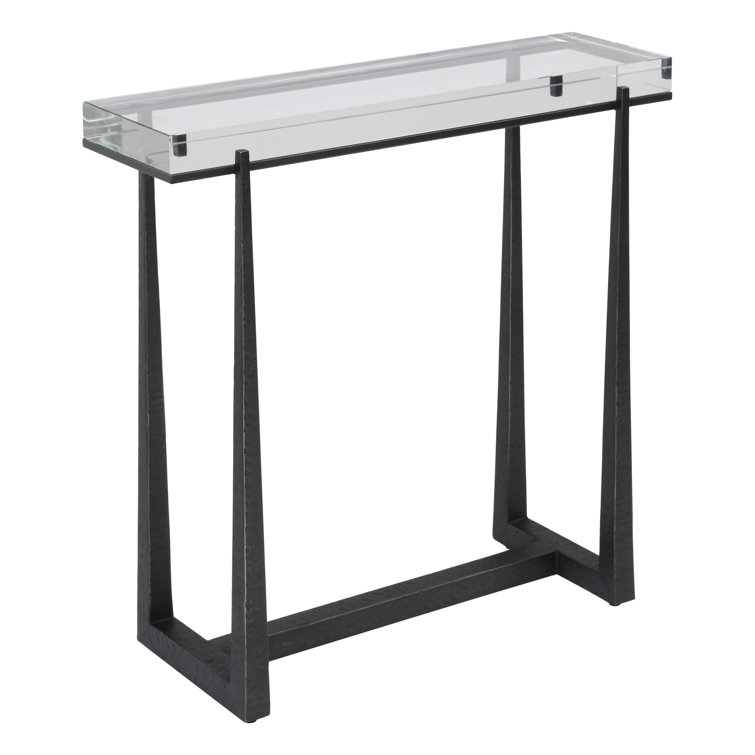 Midas Bronze Rectangular Accent Table with Crystal Top