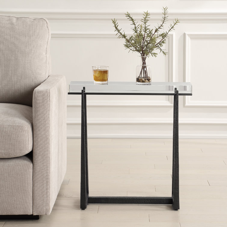 Midas Bronze Rectangular Accent Table with Crystal Top