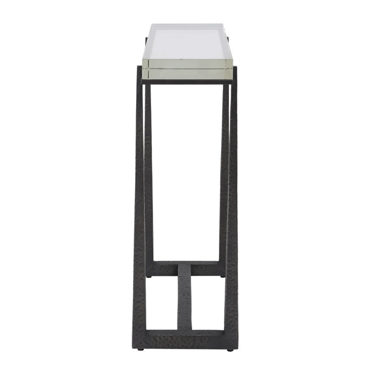 Midas Bronze Rectangular Accent Table with Crystal Top