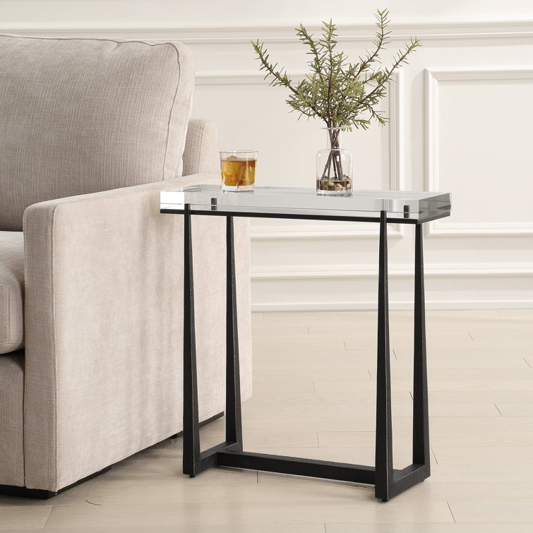 Midas Bronze Rectangular Accent Table with Crystal Top