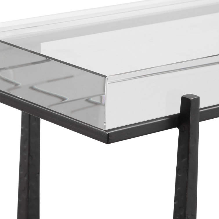 Midas Bronze Rectangular Accent Table with Crystal Top