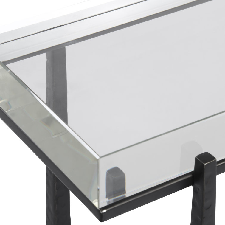 Midas Bronze Rectangular Accent Table with Crystal Top
