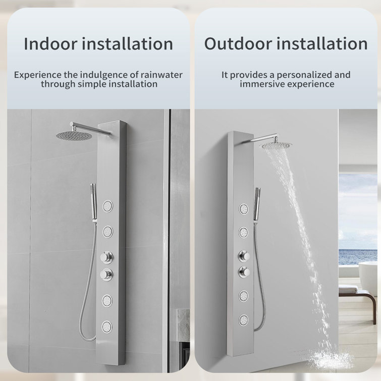 Nickel Chrome Multi-function Shower Panel with Adjustable Head