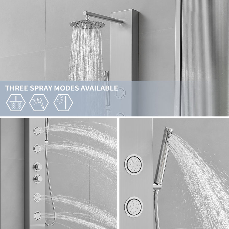 Nickel Chrome Multi-function Shower Panel with Adjustable Head
