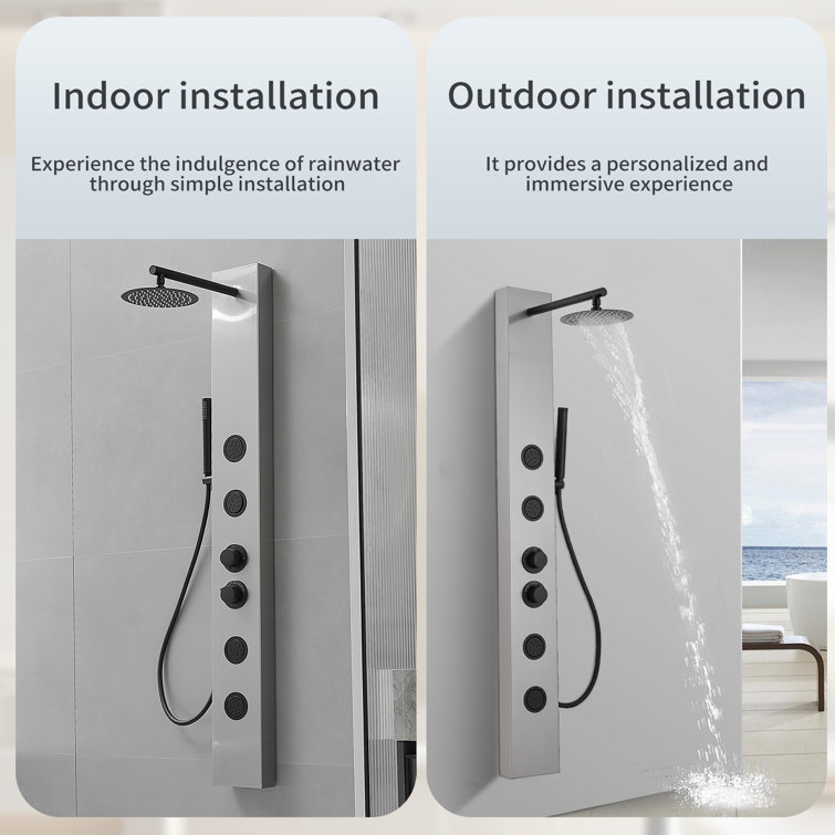 Black Nickel Multi-Function Shower Panel with Body Jets