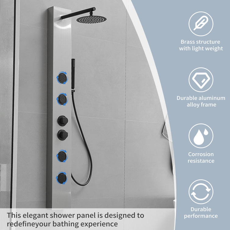 Black Nickel Multi-Function Shower Panel with Body Jets
