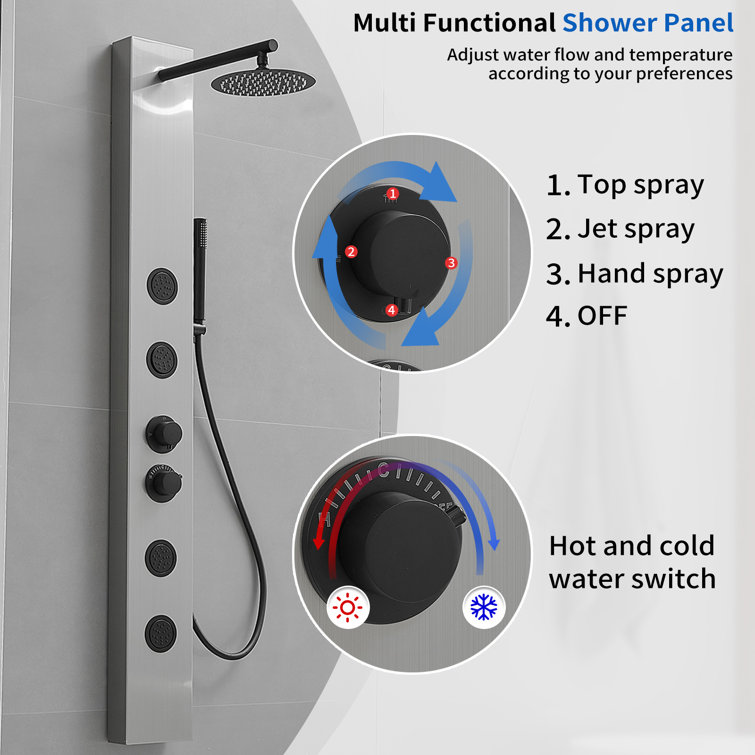 Black Nickel Multi-Function Shower Panel with Body Jets
