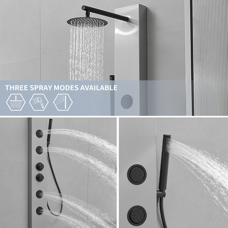 Black Nickel Multi-Function Shower Panel with Body Jets