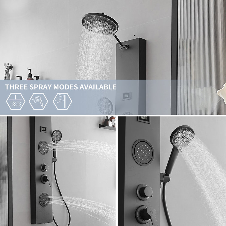 Matte Black 60.55'' Shower Panel with Adjustable Rainfall Shower Head