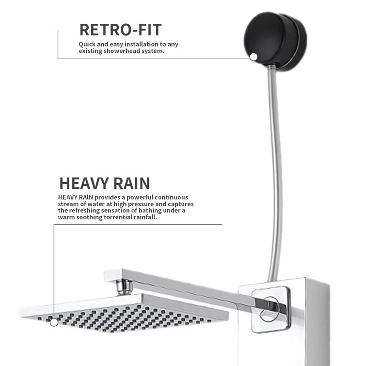Polished Chrome Shower Panel System with Adjustable Rainfall Shower Head
