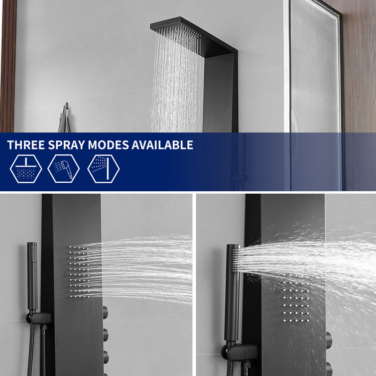Matte Black Multi-Function Brass Shower Panel System