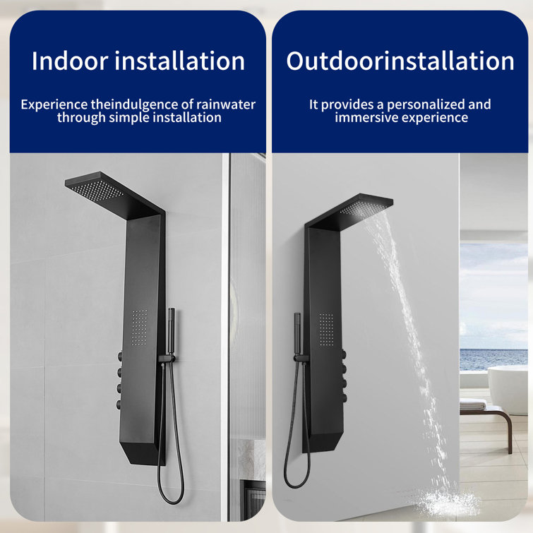 Matte Black Multi-Function Brass Shower Panel System