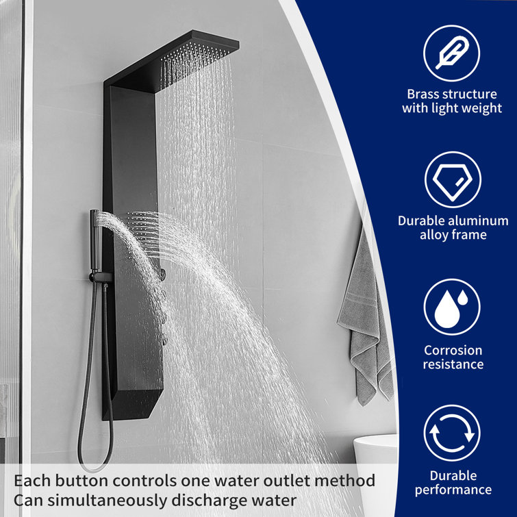 Matte Black Multi-Function Brass Shower Panel System