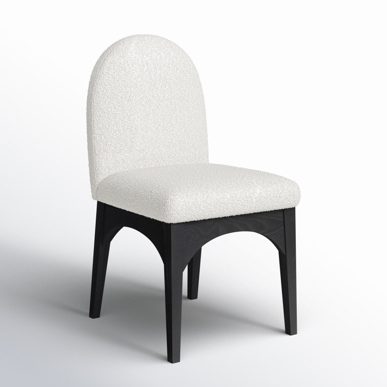 Cream Boucle Upholstered Arm Chair with Black Ash Wood Legs