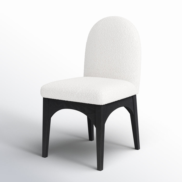 Cream Boucle Upholstered Arm Chair with Black Ash Wood Legs