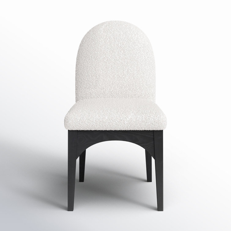 Cream Boucle Upholstered Arm Chair with Black Ash Wood Legs