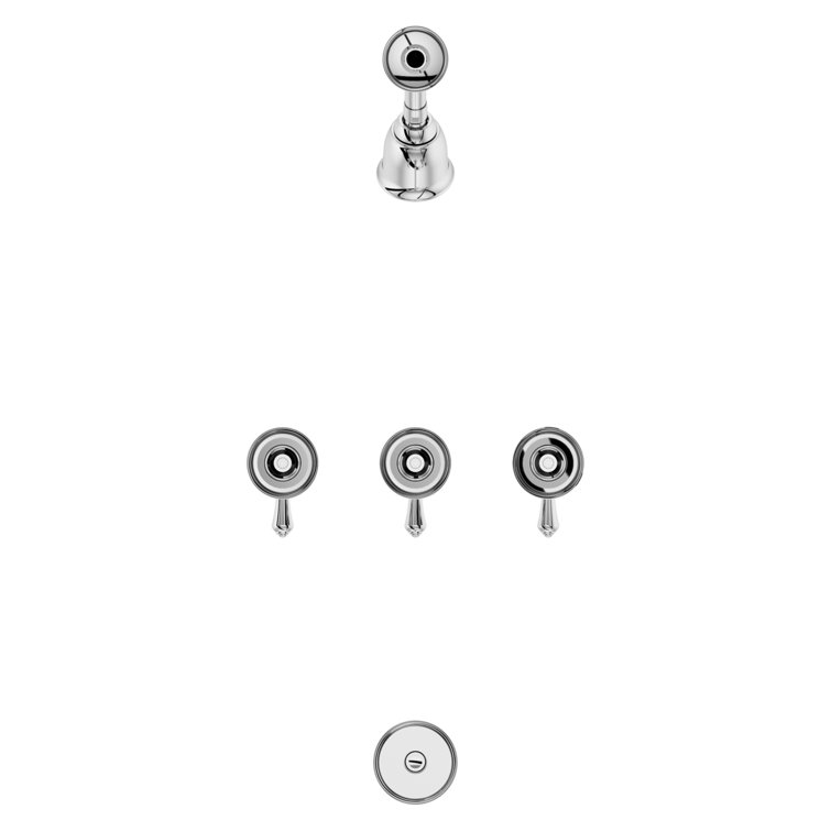 Polished Chrome 3-Handle Wall Mounted Tub and Shower Faucet