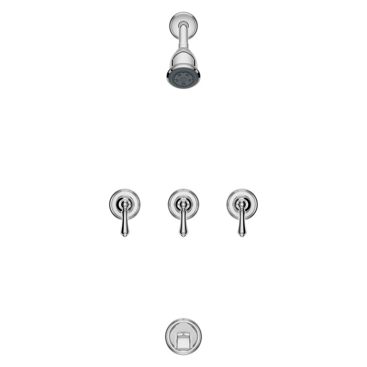 Polished Chrome 3-Handle Wall Mounted Tub and Shower Faucet