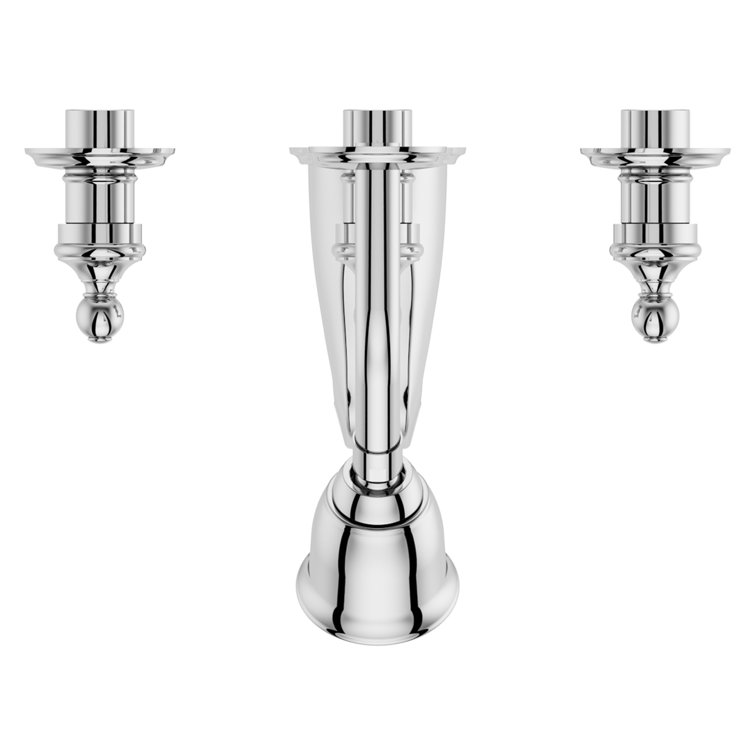 Polished Chrome 3-Handle Wall Mounted Tub and Shower Faucet