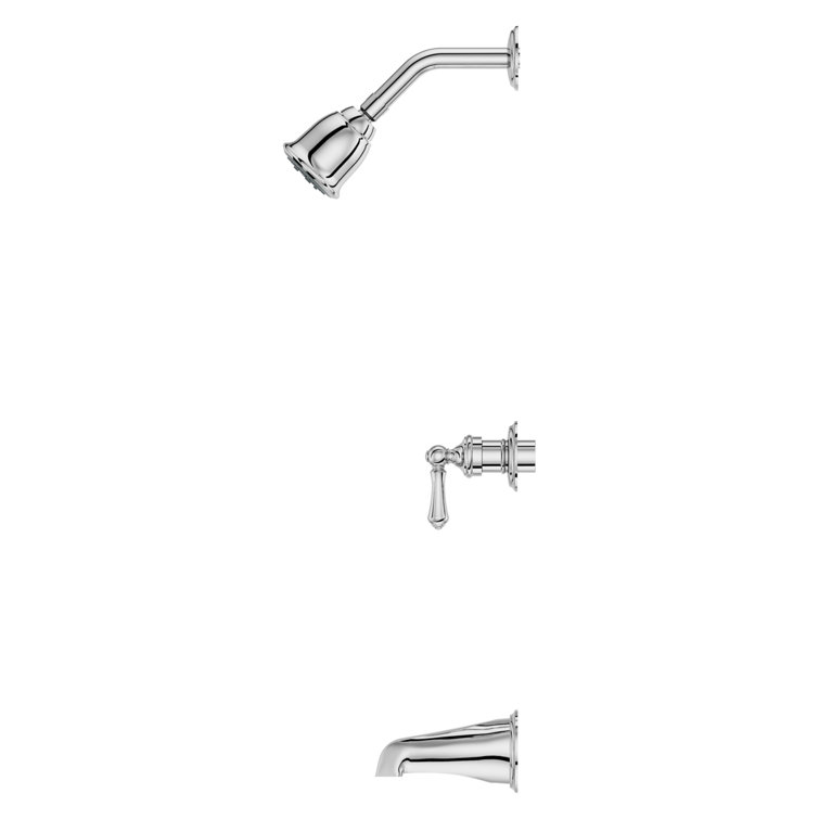 Polished Chrome 3-Handle Wall Mounted Tub and Shower Faucet