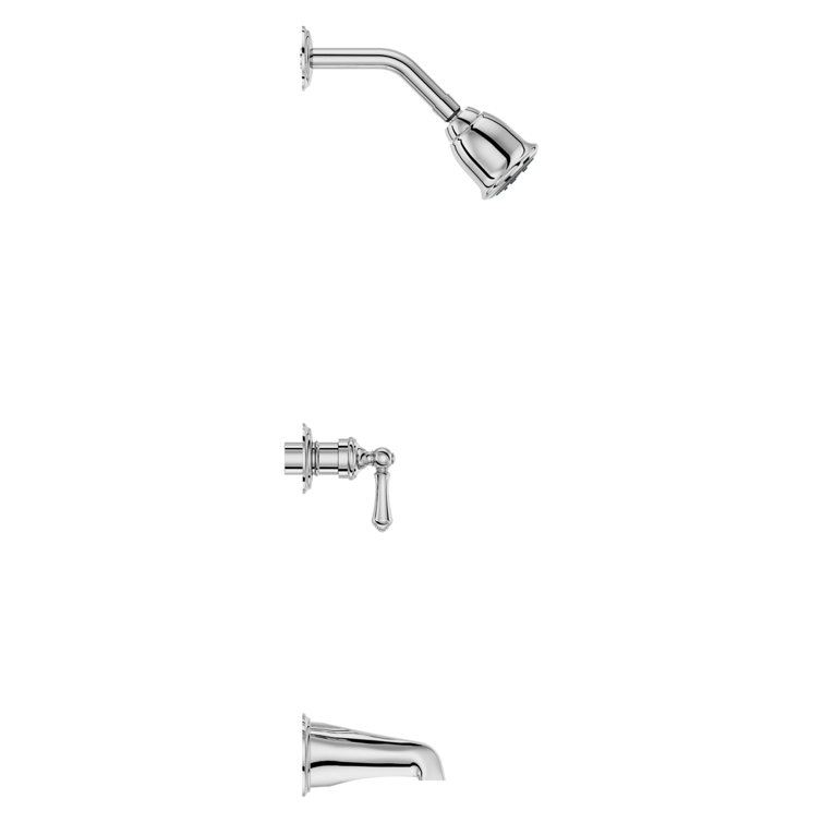 Polished Chrome 3-Handle Wall Mounted Tub and Shower Faucet