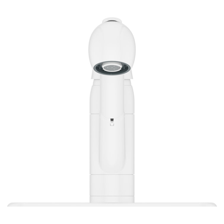 White Ceramic Single Handle Kitchen Faucet with Pull-out Spray