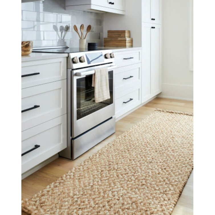 Handmade Beige and Off-White Jute Rectangular Rug 5' x 7'