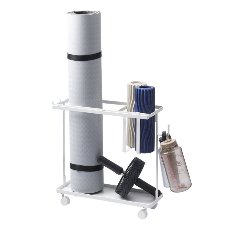White Steel Fitness Equipment Storage Cart with Casters