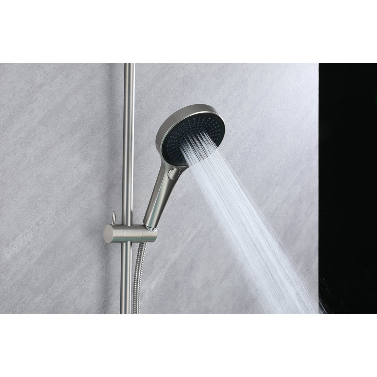 Brushed Nickel Wall Mount Waterfall Faucet Set with Adjustable Hand Shower